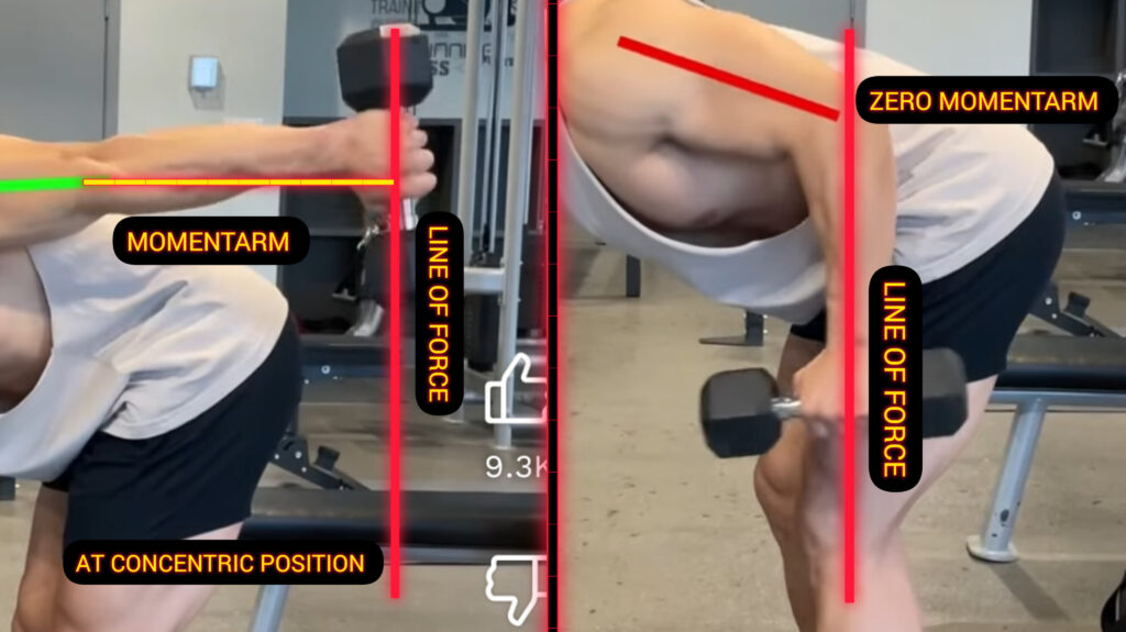 Single arm dumbbell tricep kickback