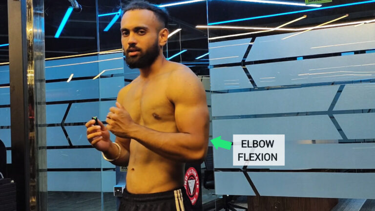 Tricep long head in lengthened position